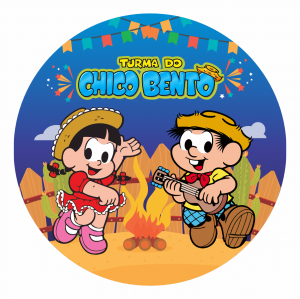 Capa Painel Redondo 1,5m x 1,5m - Festa Junina Chico Bento Tecido Dry Fit Premium 1,5m x 1,5m   Elástico 