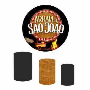 Kit Capas Painel Redondo 1,5m + Trio Cilindros - Festa Junina Tecido Dry Fit Premium    Elástico 