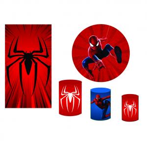 Kit Capas Painel Redondo + Trio Cilindros + Retangular - Homem Aranha Tecido Helanca Premium    Elástico 